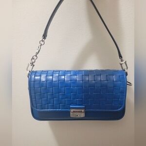 Michael Kors Bradshaw Dark Mountain Woven Leather Shoulder Bag